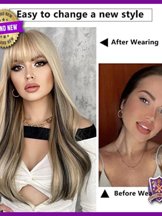 Long Straight Layered Human Hair Wig Lightweight Daily Wear main image 5